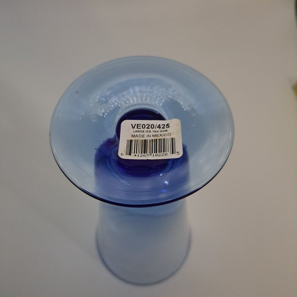 Blue Iced Tea Glass With Flared Rim & Sturdy Base Mexico - Picture 8 of 8